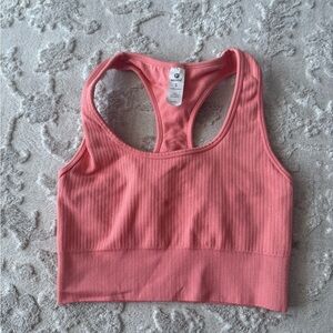 90 Degree By Reflex Ribbed Racerback Crop Top - Coral